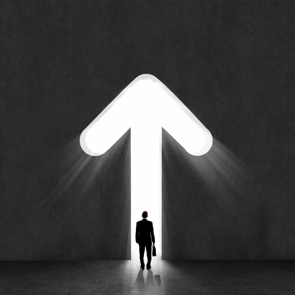 Image of businessman silhouette standing with back